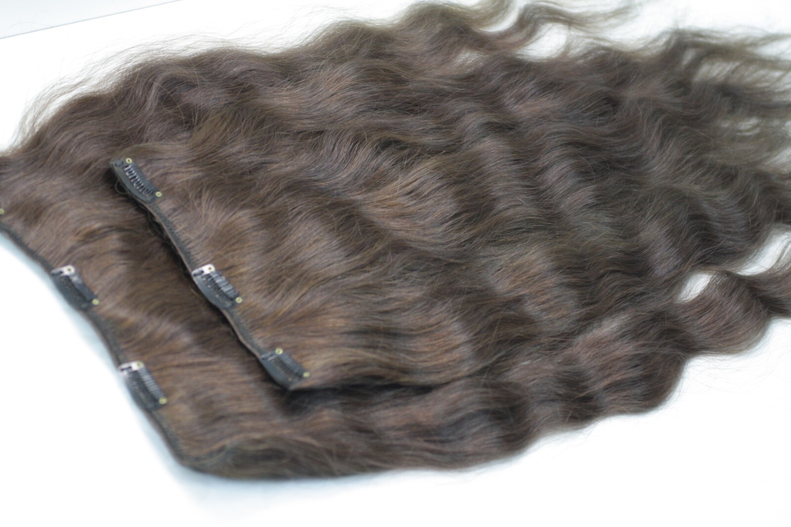 Hair set Natural European Hair Dark Brown. Weft with clips 60cm/24″ 156gr/5.5oz