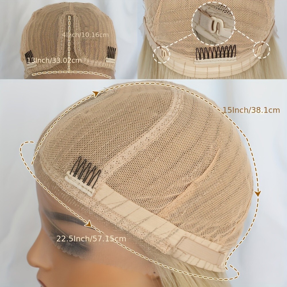 Platinum Blonde Lace Front Wigs Pre Plucked Long Straight Hair Women Party Soft