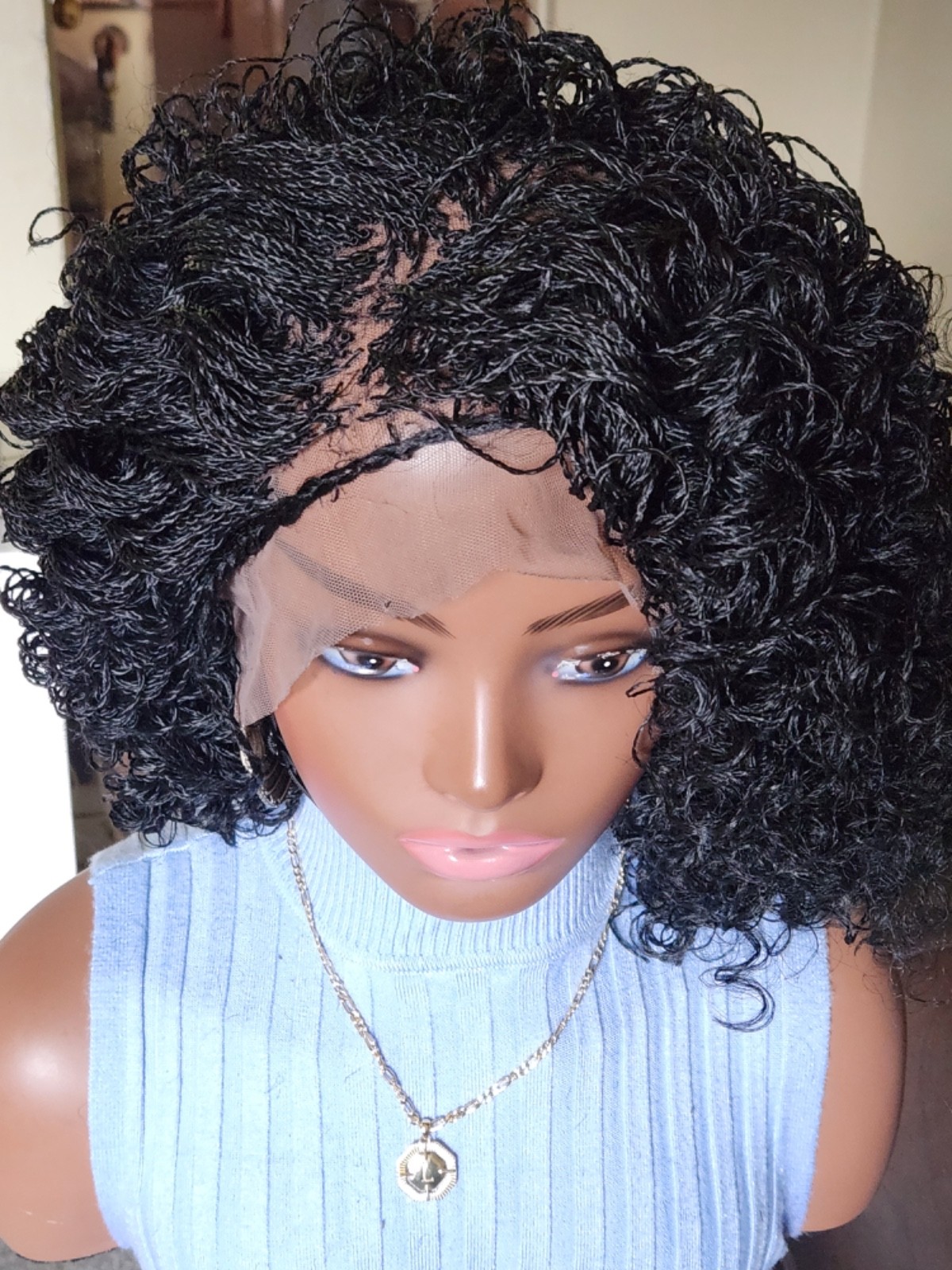 Handmade braided Senegalese twist curly wig 1B