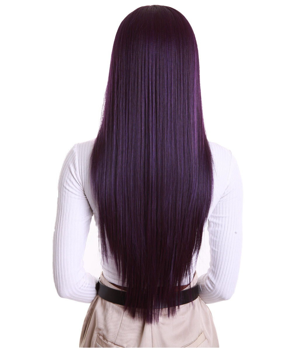 LUXLUXE Yoko Straight 30″ Long 360 Degree Hand-Tied Lace Front Wig Violet Blend
