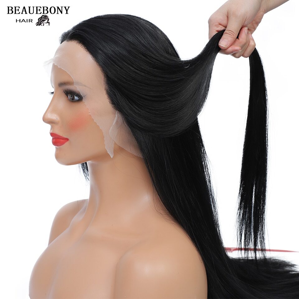 13x4Transparent LaceWigs Synthetic Straight Burgundy Wig Pre Pluck HeatResistant