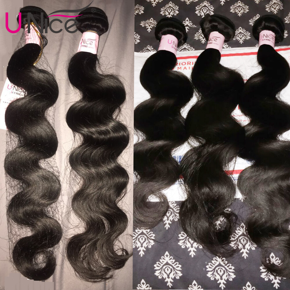 UNice Hair Cambodian Body Wave Bundles Virgin Human Hair Extensions Weaves Wefts