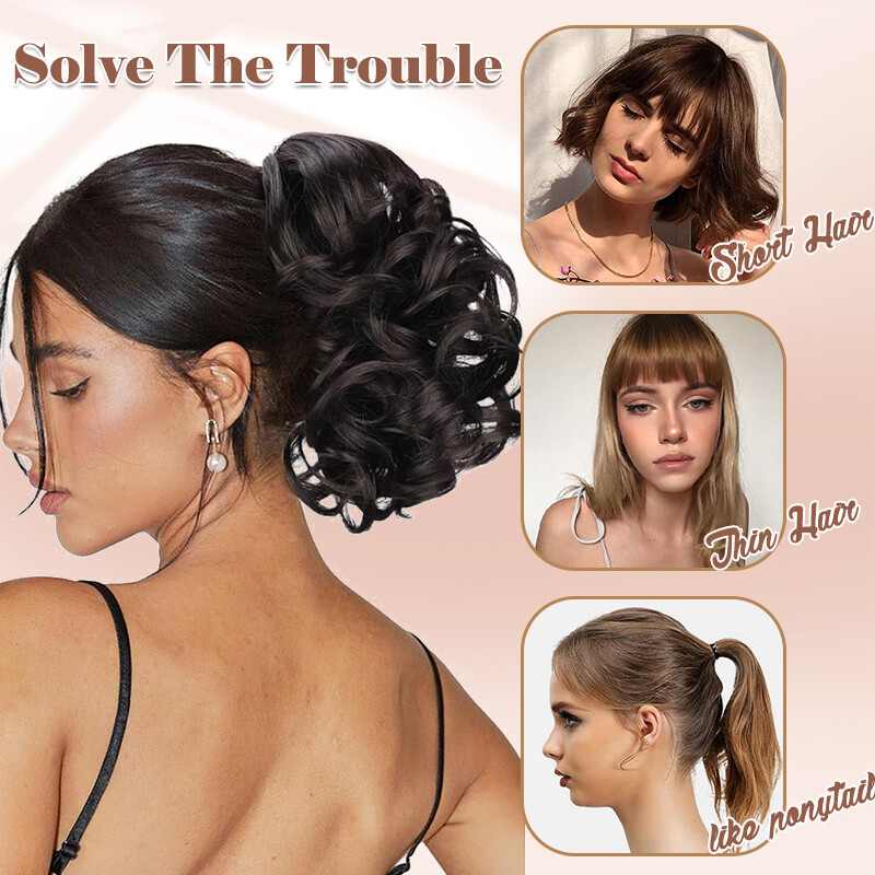 US Claw Clip Hair Bun Ponytail Extensions Curly Chignon Straight Updo Hairpiece