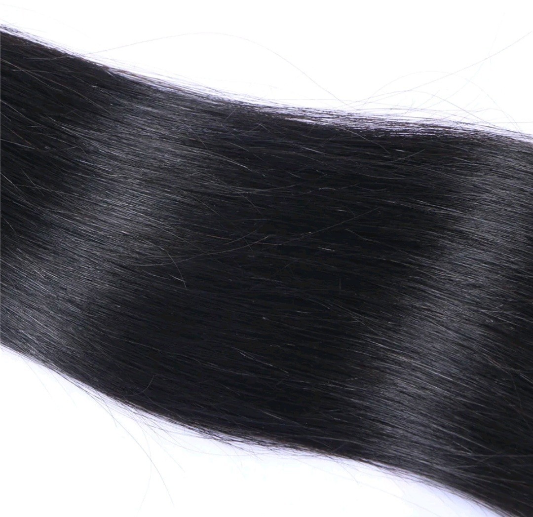 12A 2BUNDLES PERUVIAN VIRGIN HUMAN HAIR SILKY STRAIGHT 18+18INCH JET BLACK 200g