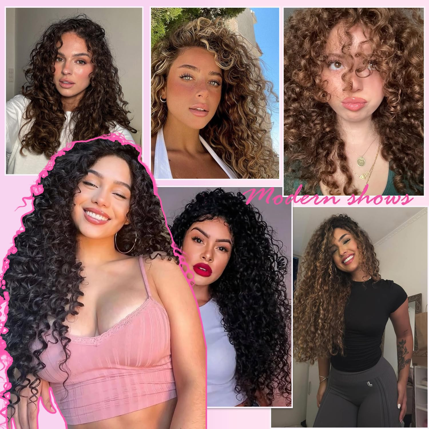 Curly Clip in Hair Extensions,4Pcs 16 Inch Dark Brown Extension Clip Ins Lace We