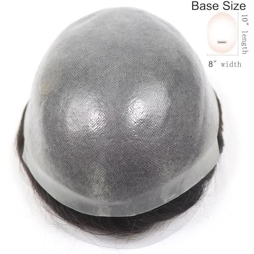 Men’s Hair Replacement System – Thin Skin PU Toupee, 10x8in, Virgin Human Hair,