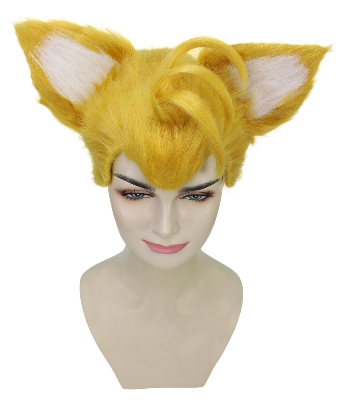 Adult Unisex Video Game Movie Yellow and White Furry Fox Cosplay Wig HW-7053