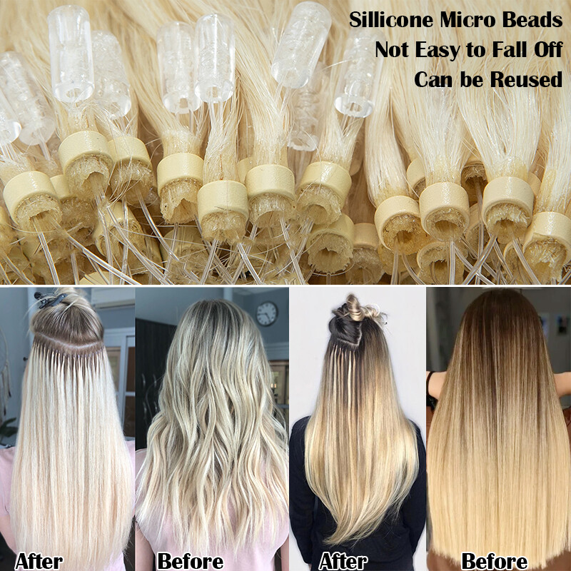 CLEARANCE Micro Beads Ring Loop Human Hair Extensions Real Remy Hair Highlight