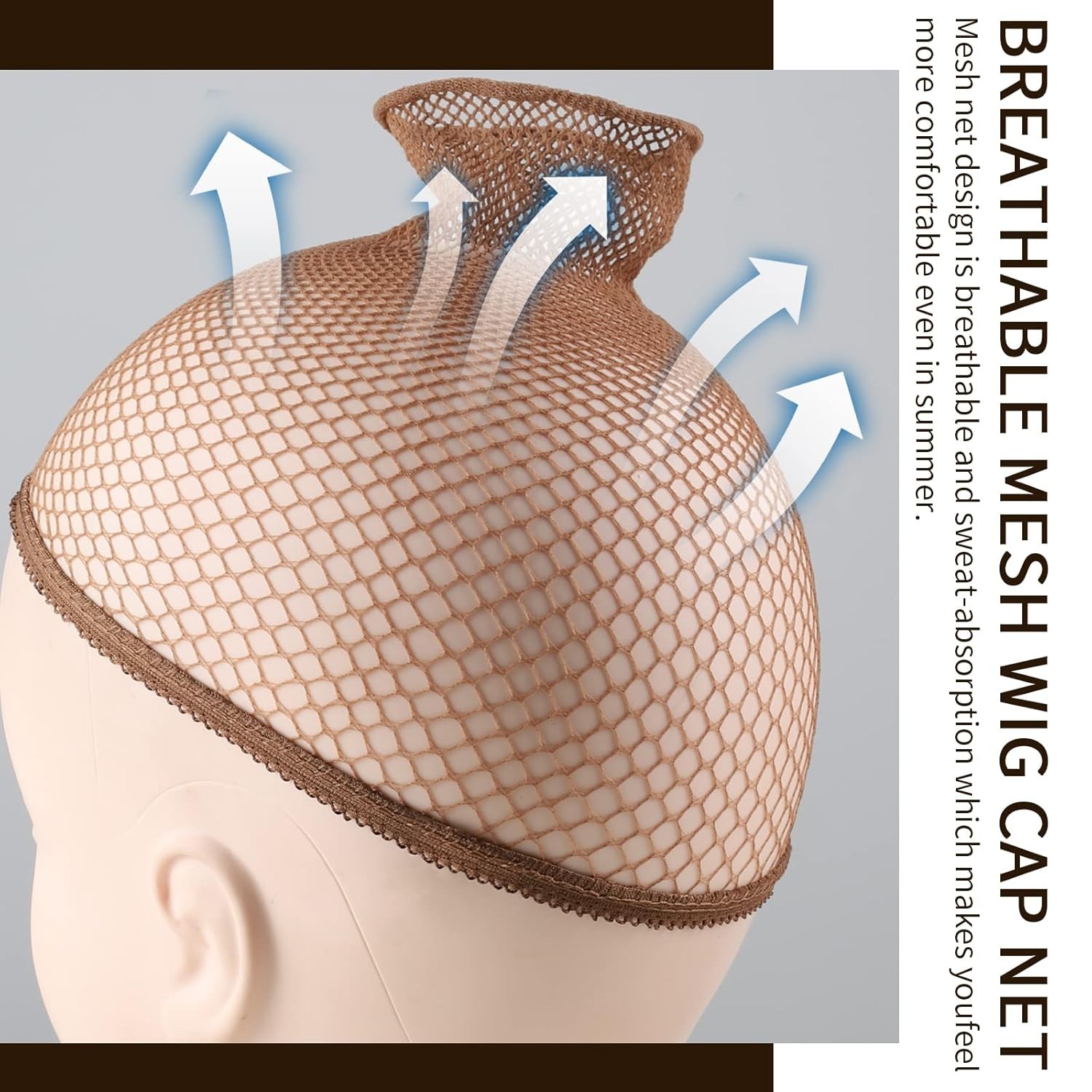 Fandamei Mesh Wig Caps Net, 4PCS Net Open End, Dark Brown