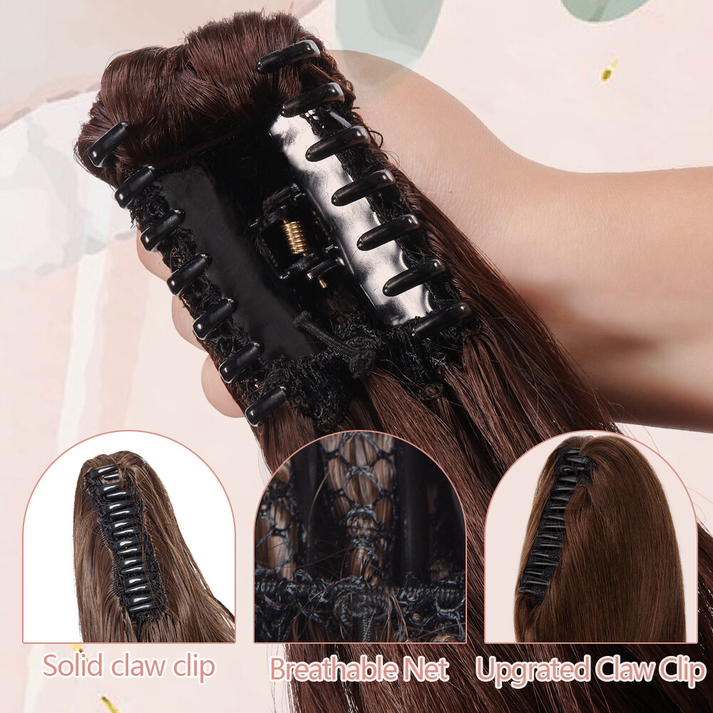 Claw Clip Ponytail Hair Extensions Real As Human Pony Tail Long Wavy Hairpiece