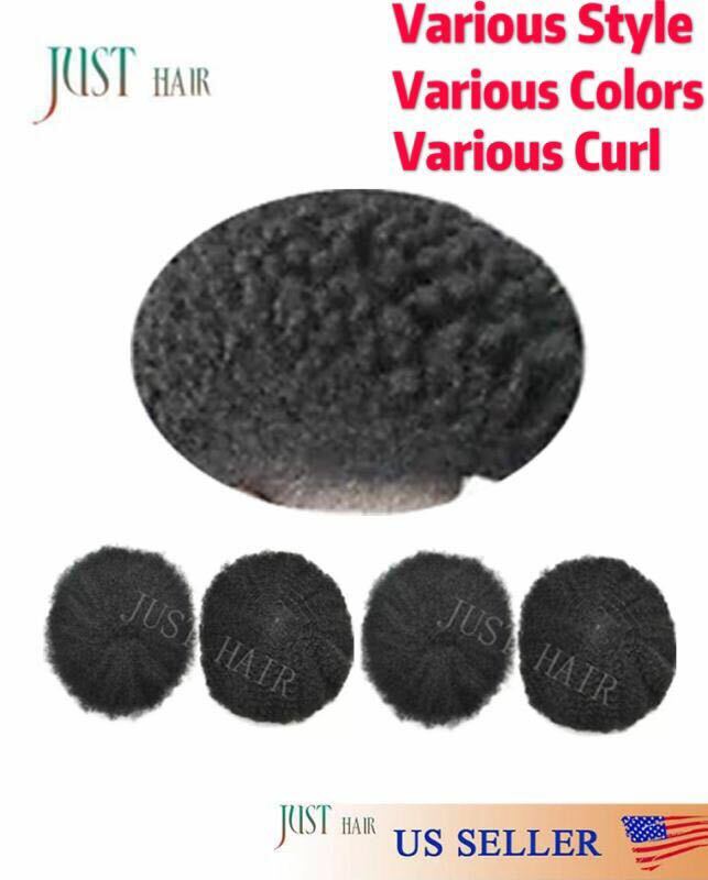 French lace Afro Curl Mens Toupee Africa America Black Mens afro Wig Poly Around