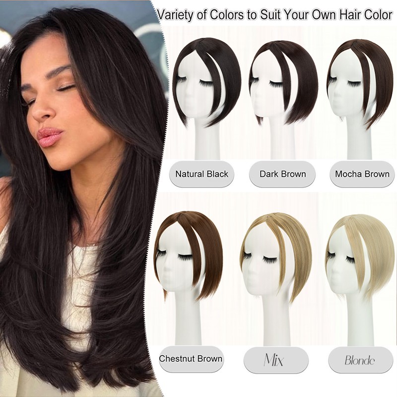 100%Real as Human Hair Topper Toupee Clip in Extension Silk Hairpiece 6″x6″ Lace