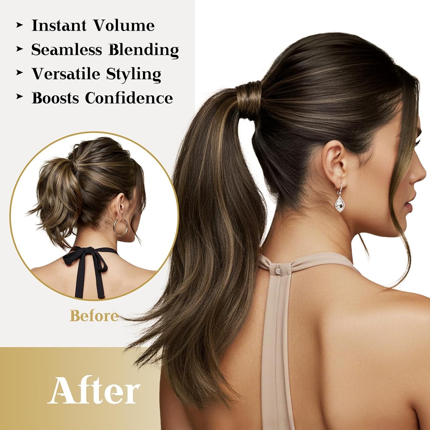 Sunny Hair PONYTAIL 16in Dark Brown Balayage Chestnut Brown Hair Extensions