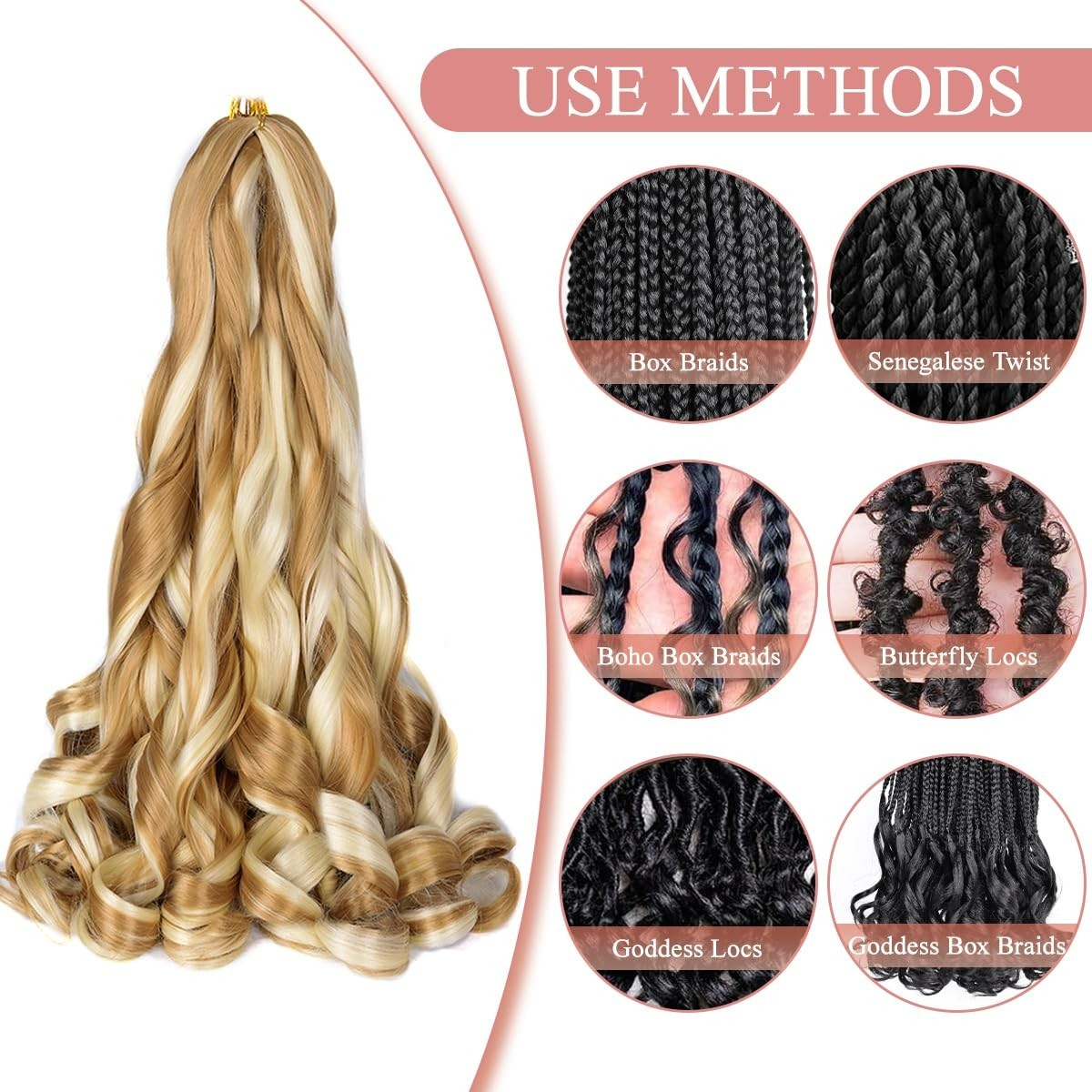 Soft & Silky 24-Inch Bouncy Crochet Hair – 8 Packs of Synthetic Curls
