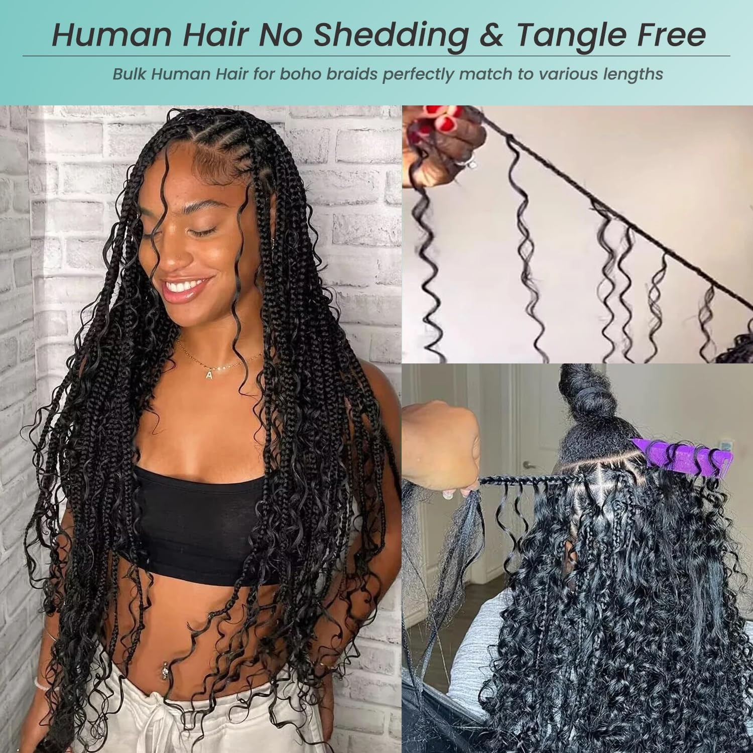 Ubetta Human Braiding Hair Deep Water Wave Bulk Human Hair 4/27 Wet And Wavy