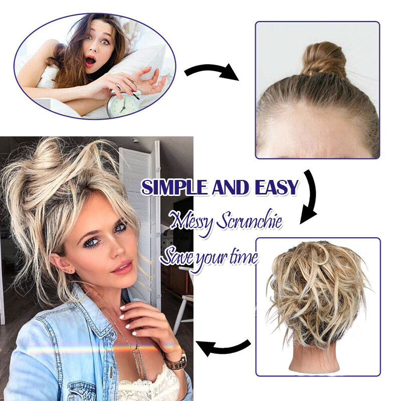 THICK X-LARGE Messy Bun Hair Piece Scrunchie Updo Wrap as Human Hair Extensions