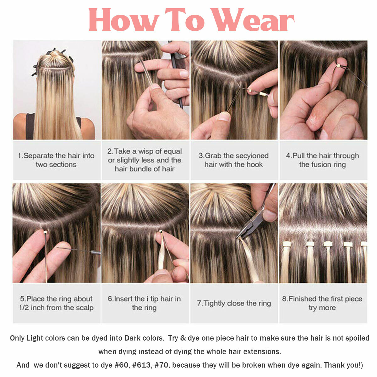 Micro Ring Loop Tip 100% Remy Human Hair Extensions Micro Beads Link Full Head