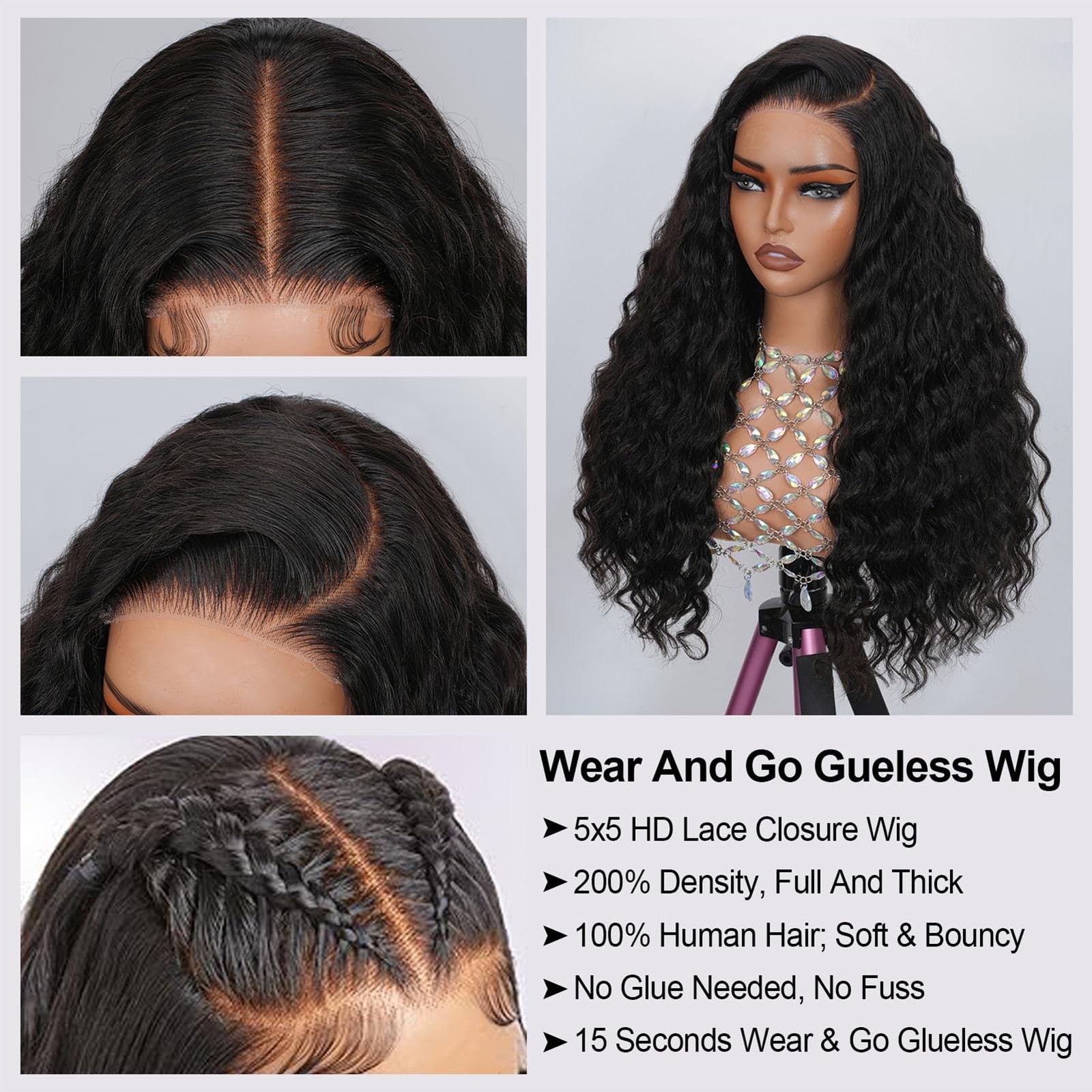 Royal Impression Loose Wave Wear And Go Glueless Wigs Human Hair Pre Plucked