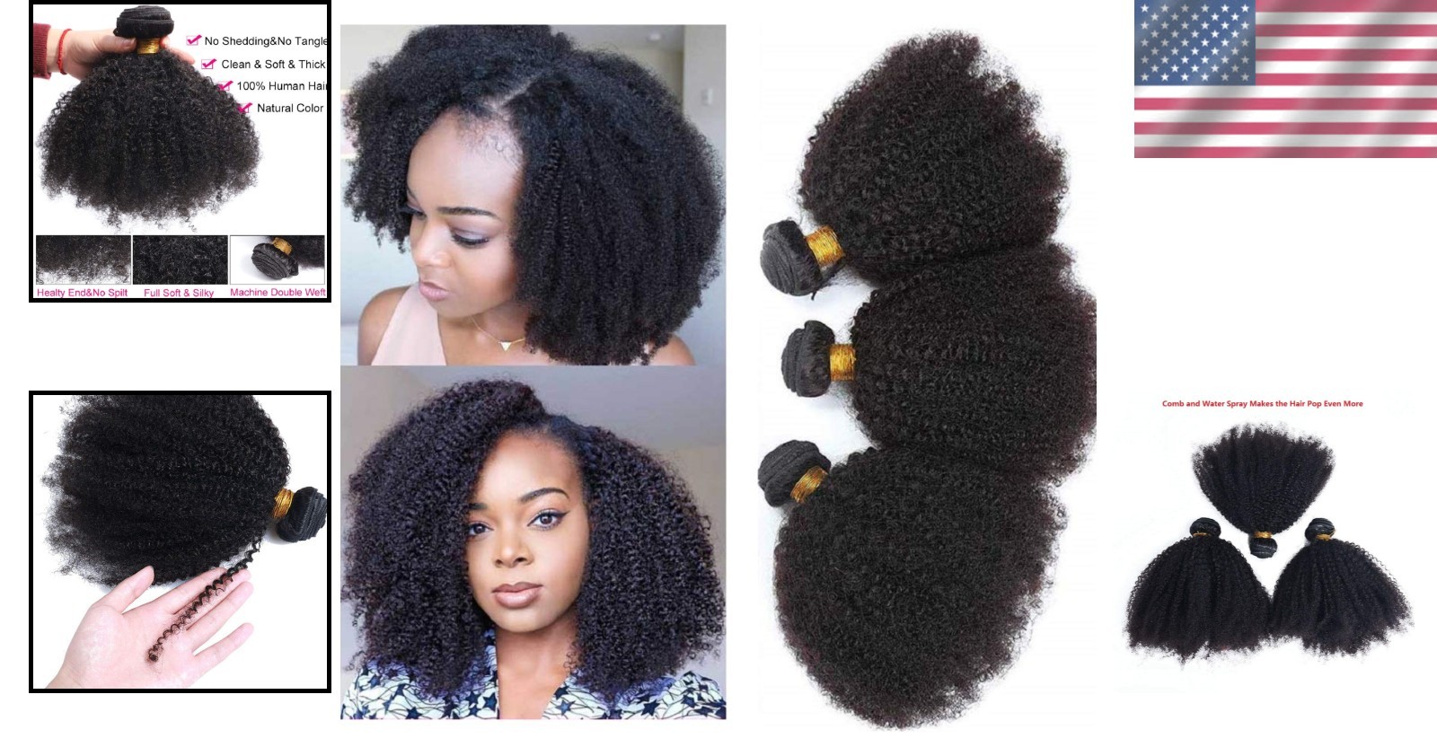 Mongolian Afro Kinky Curly Human Hair Bundles