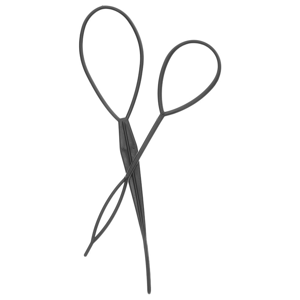 2Pcs Reusable Black Hairdressing Tool Elastic Crochet Braids Needle for Women