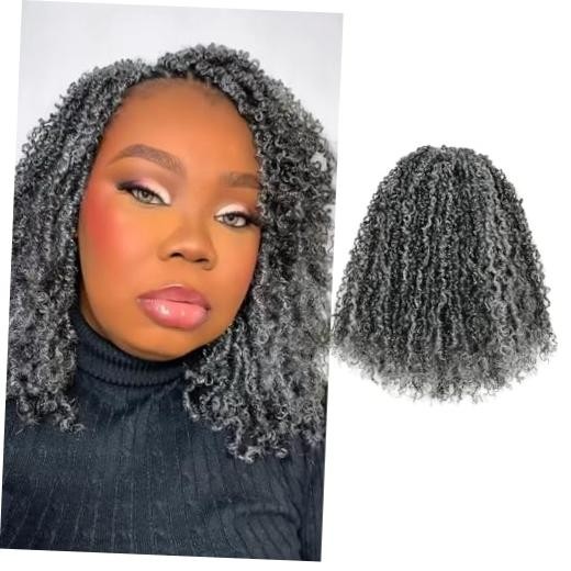 Yanky Twist Crochet Hair – 10 Inch Gray Salt and 10 Inch (Pack of 8) F1B/Gray