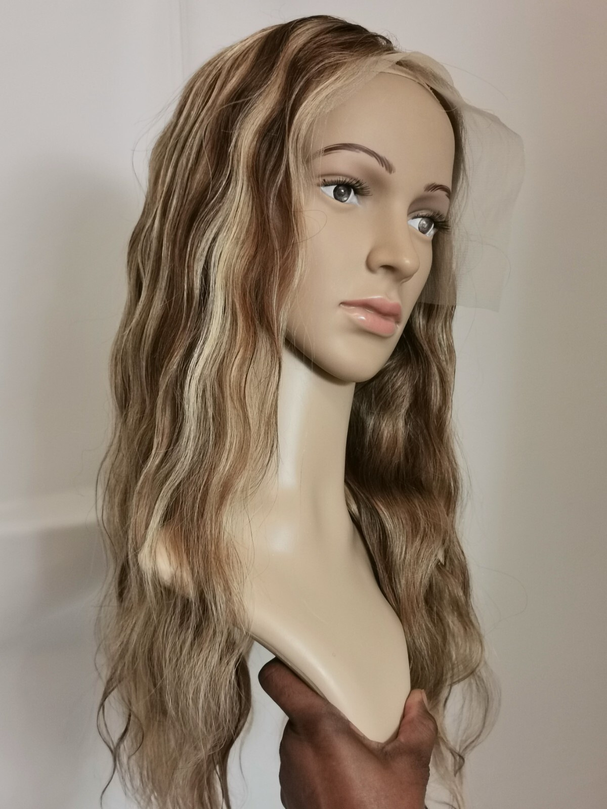 24” High Quality Hightlight Blonde Brown Human Hair 6X13 Front Lace Wig