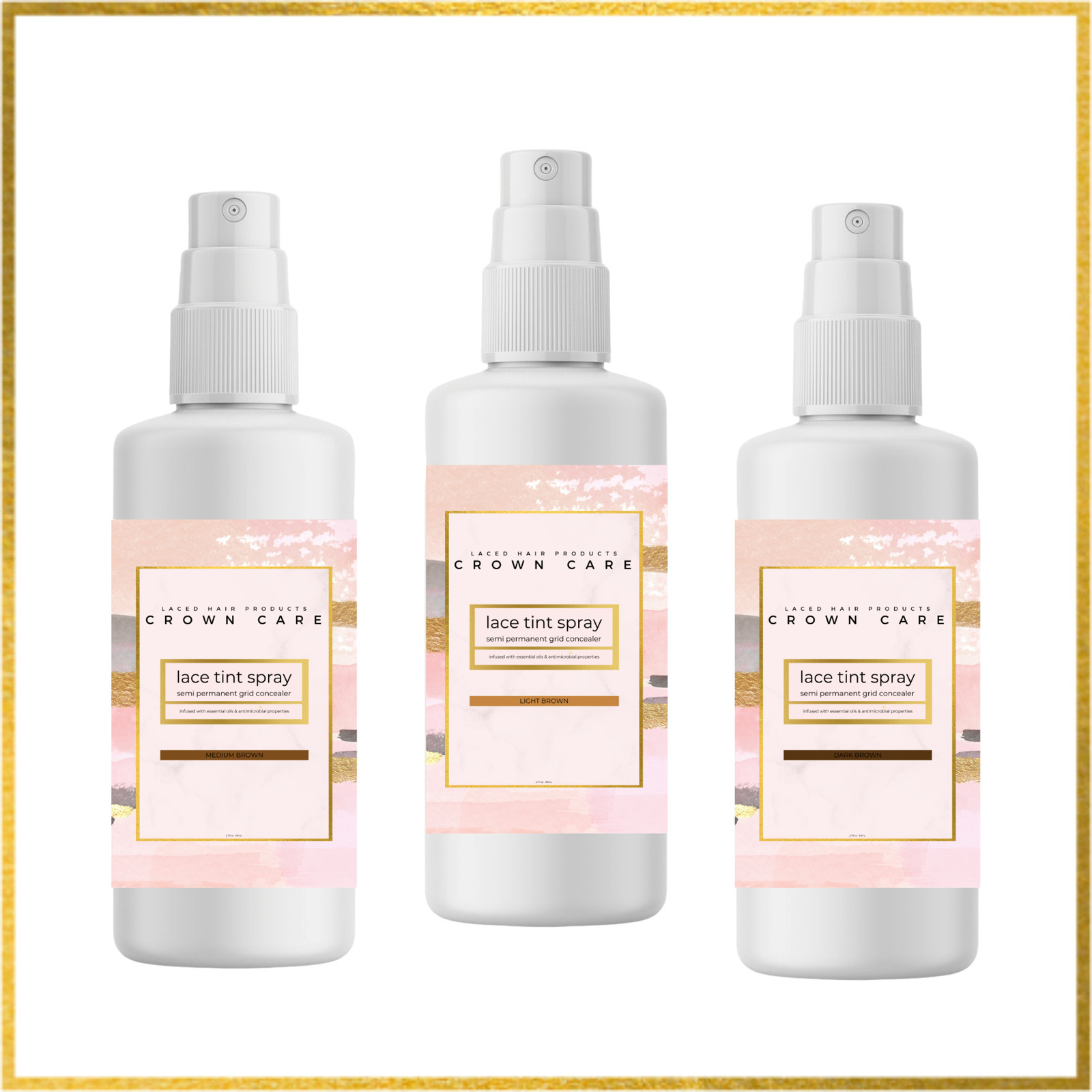 Light, Medium & Dark Lace Tint Spray Kit for Closures, Frontals and Wigs
