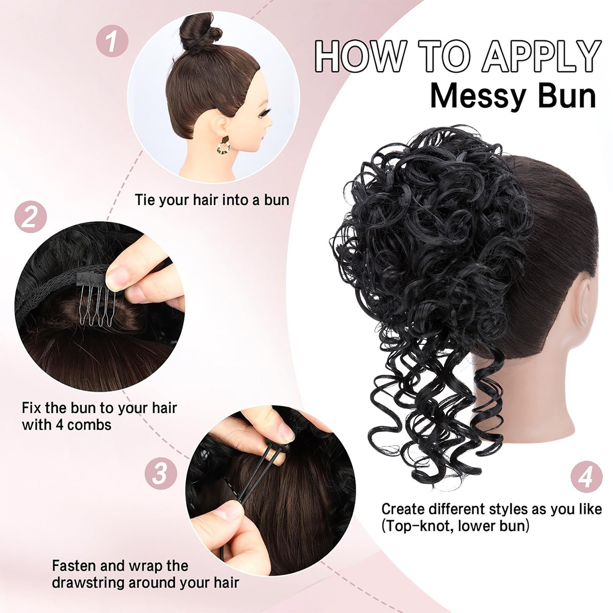 Messy Bun Hair Drawstring Loose Curly Scrunchies Thick Hairpieces Updo Fake Buns
