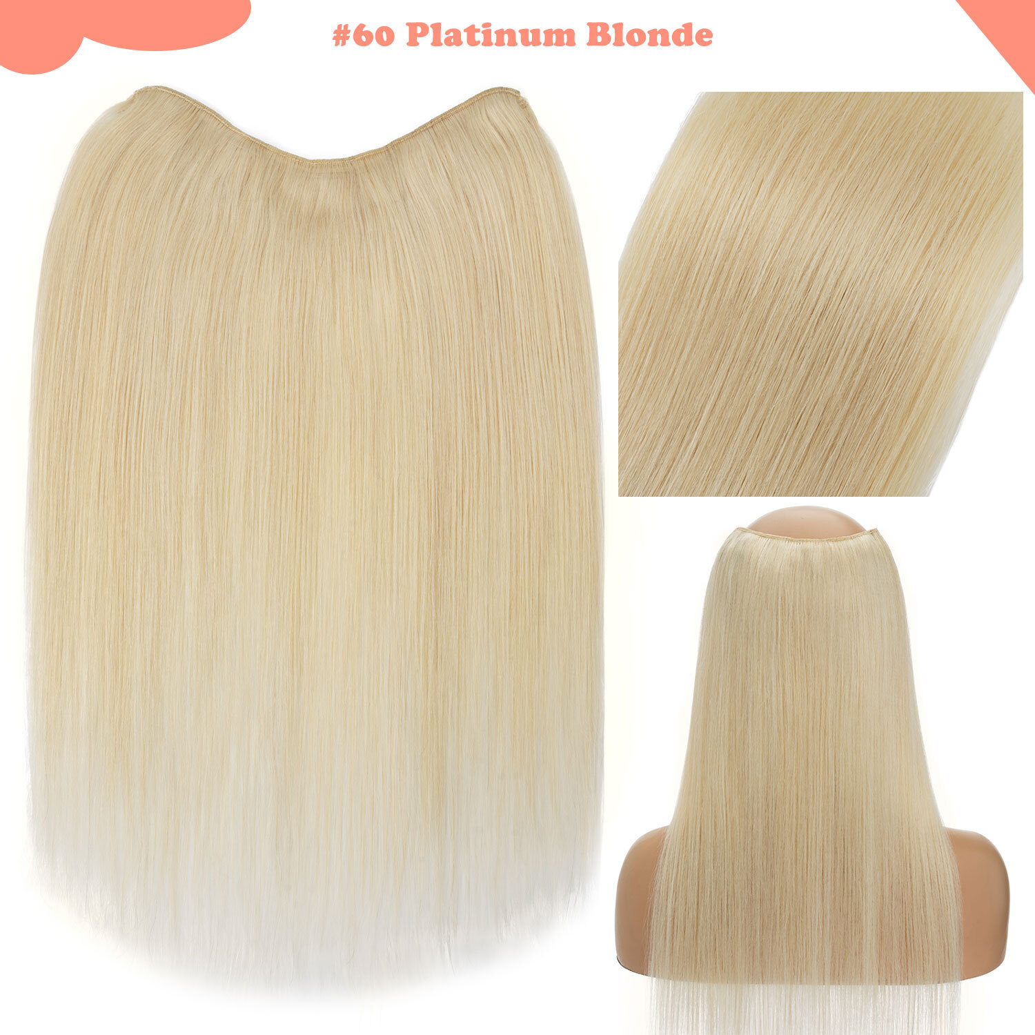V-Shape Real Remy Human Hair Extensions One Piece Clip In 3/4Full Head Highlight