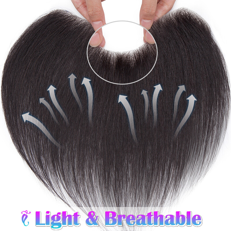 Mens Toupee Forehead Hairline 100% Real Human Hair Replacement Front Hairpiece