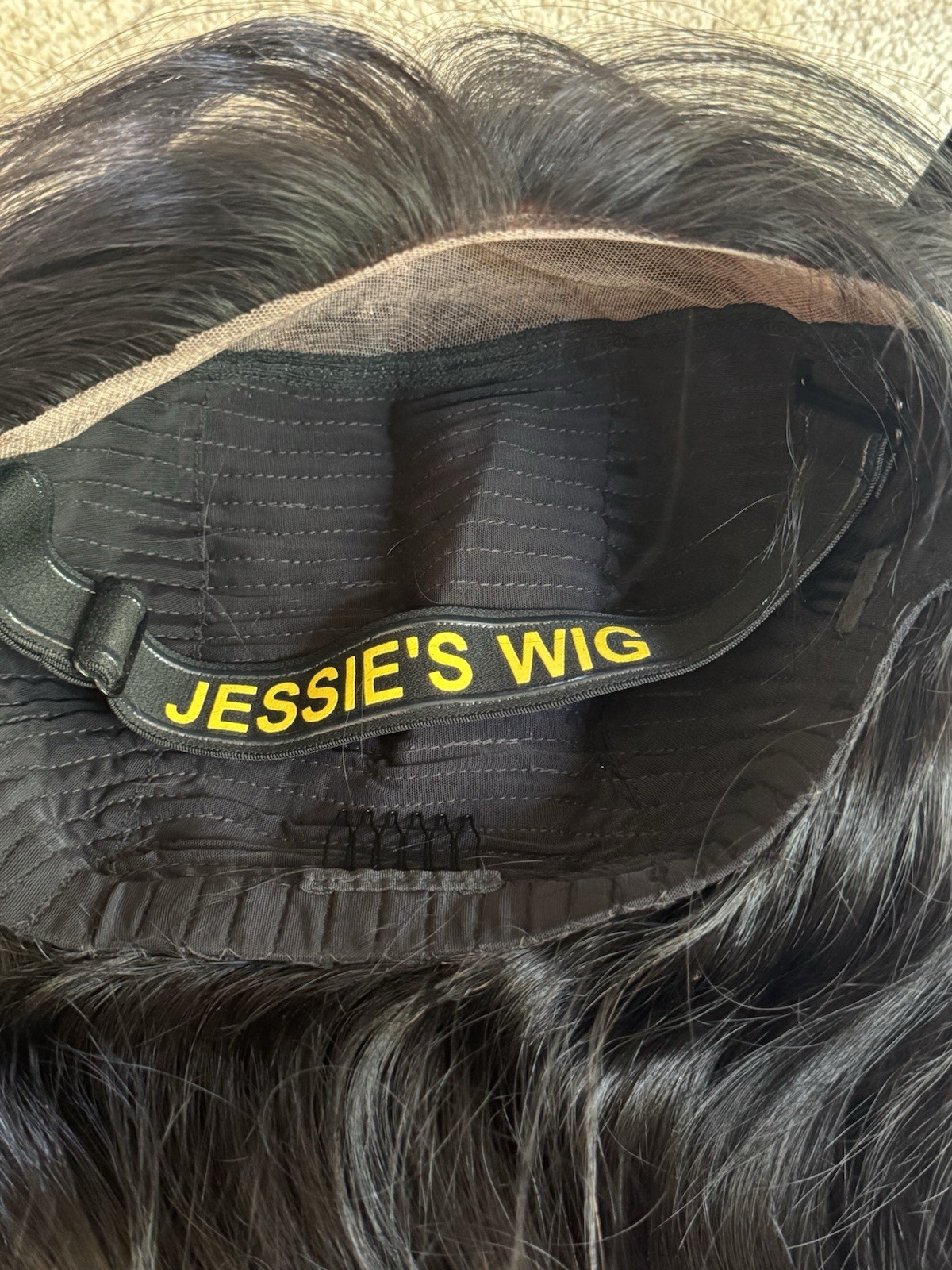 Preowned 9×6 Lace Human Hair Glueless Wig W/Curtain Bangs 20 inch- Jessie’s Wig