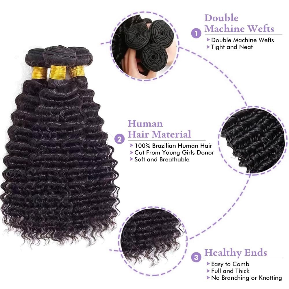 12A Raw Human Hair Bundles Straight Body Water Loose Deep Wave Curly Remy Hair