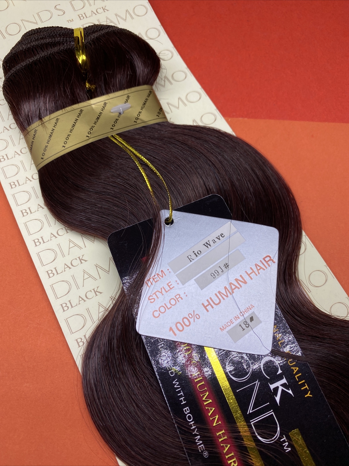 BLACK DIAMOND Human Weave Hair_RIO_WAVE_18″_#99J