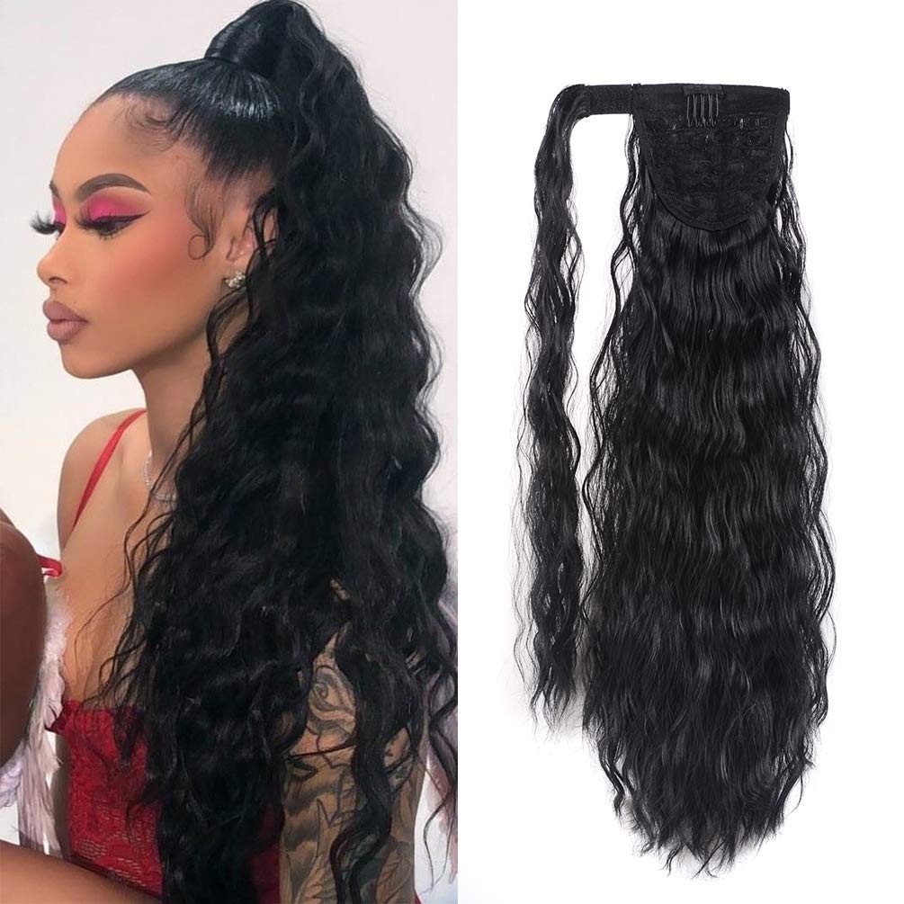 Elegant 22 Inch Corn Wave Curly Clip-In Ponytail Extension – Synthetic Hairpiece