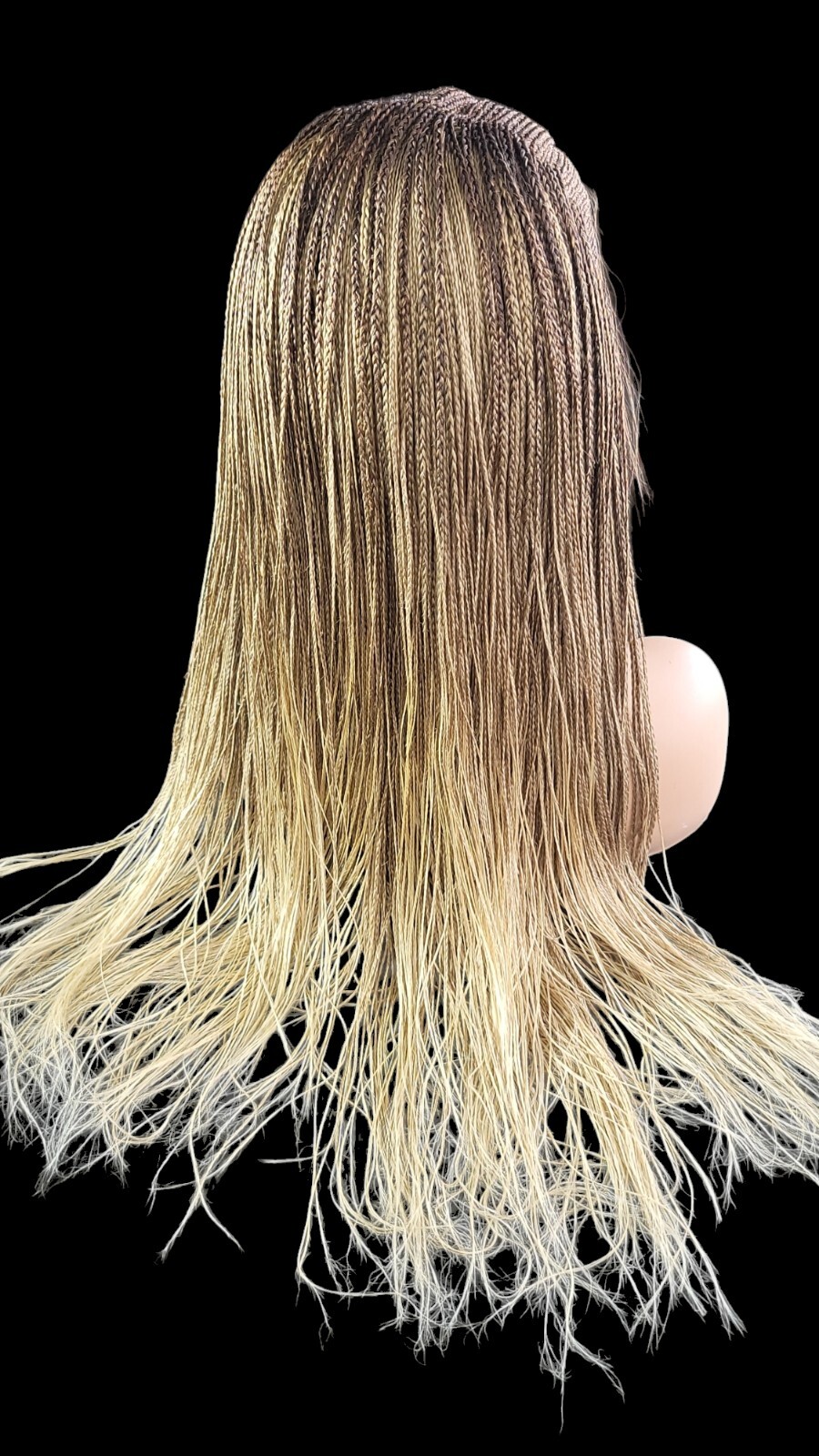 Braided Wig Full Lace Glueless Micro Braids 22” Ombre Blonde Long Handmade NWT