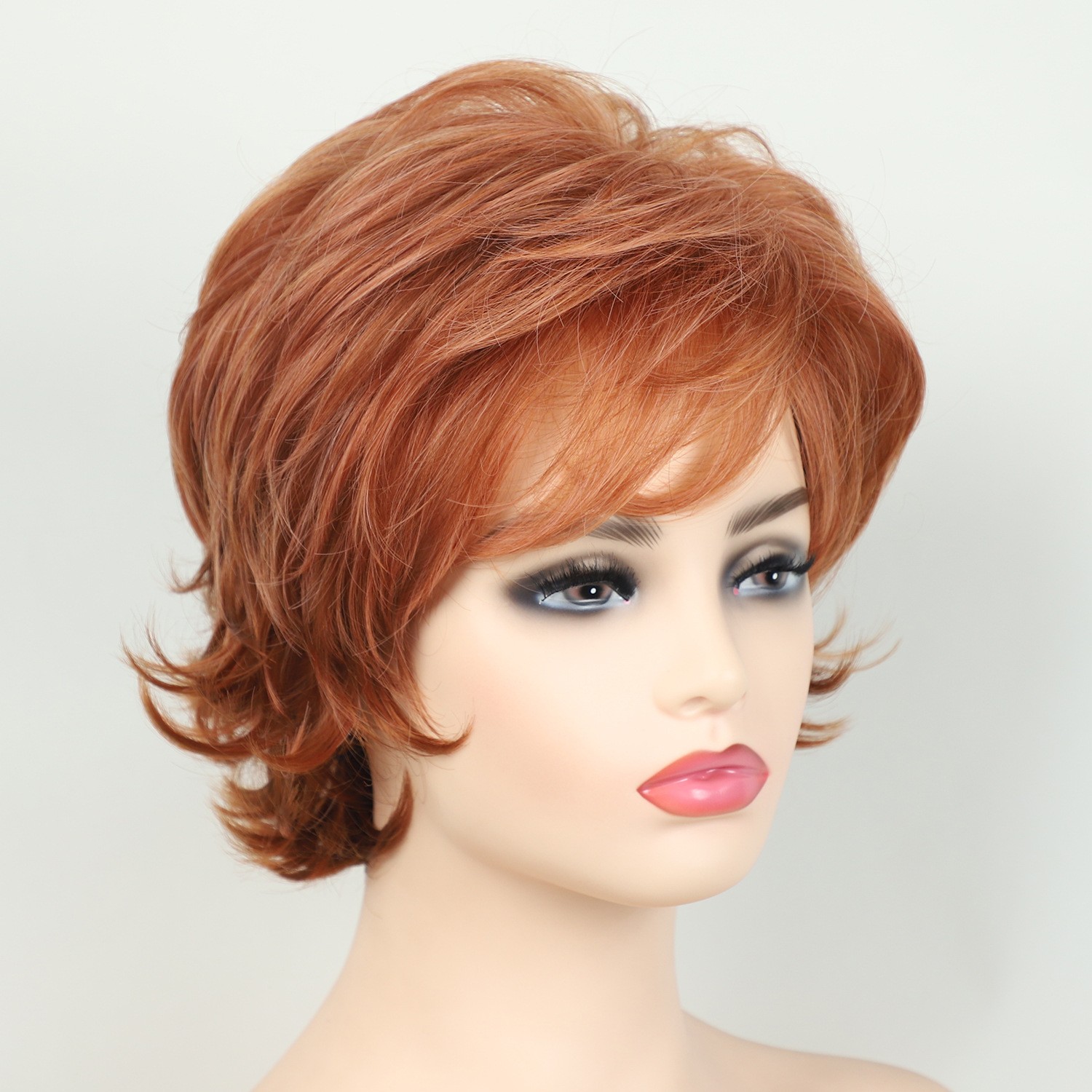 11in Auburn Short Wavy Wig Heat Resistant Synthetic Halloween Cosplay Party