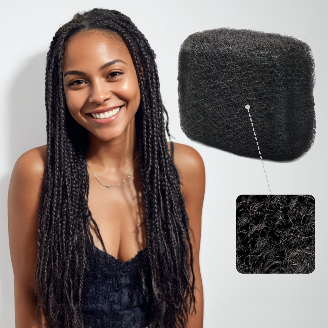 Afro Kinkys Bulk Human Hair Bundle (16 Inch, 50g, Natural Black, 1B) 4C Afro …
