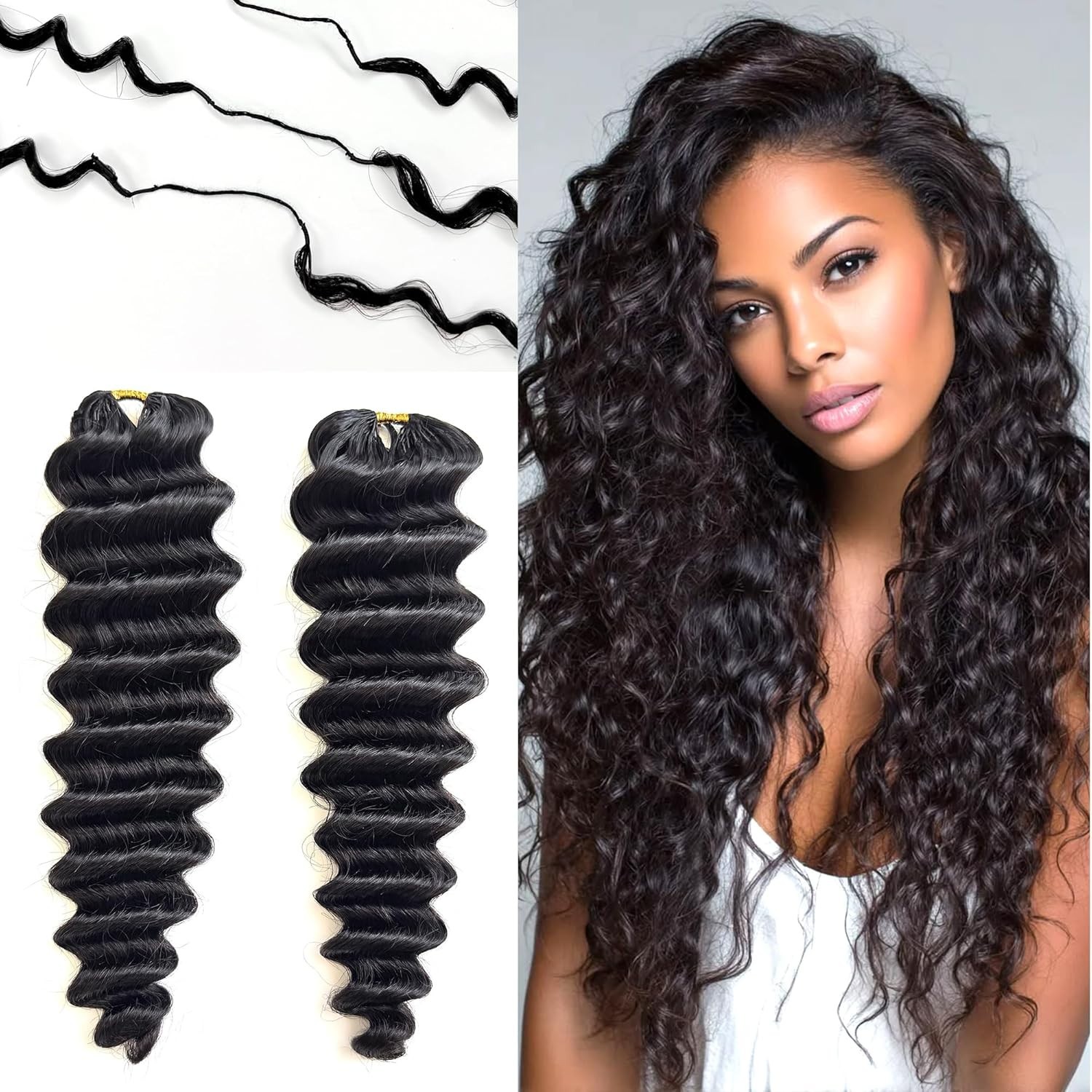 120g – 20 Inch – 100strands – Miracle Knots Crochet Human Hair Loose Deep Wave