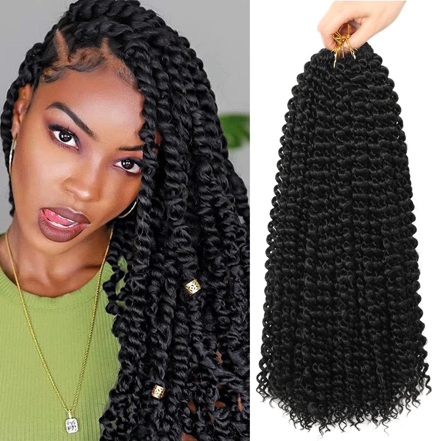 18 Inch Water Wave Crochet Hair Extensions: Passion Twist Braids in 6 Easy Packs