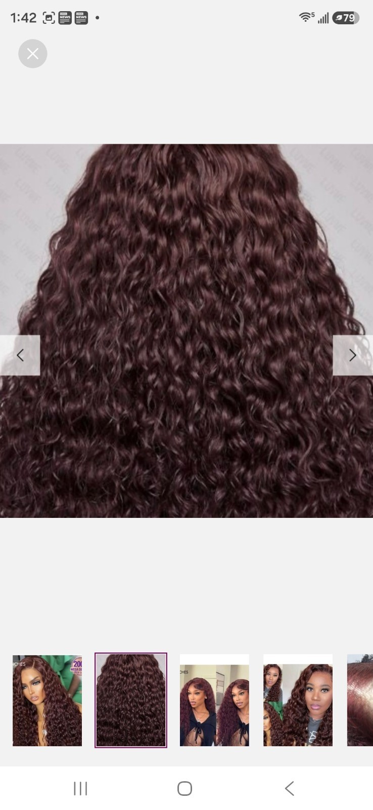 Luve Me 200 Density Dark Purple Water WaveHD 5×5 Lace Lace Glueless 24 In Wig