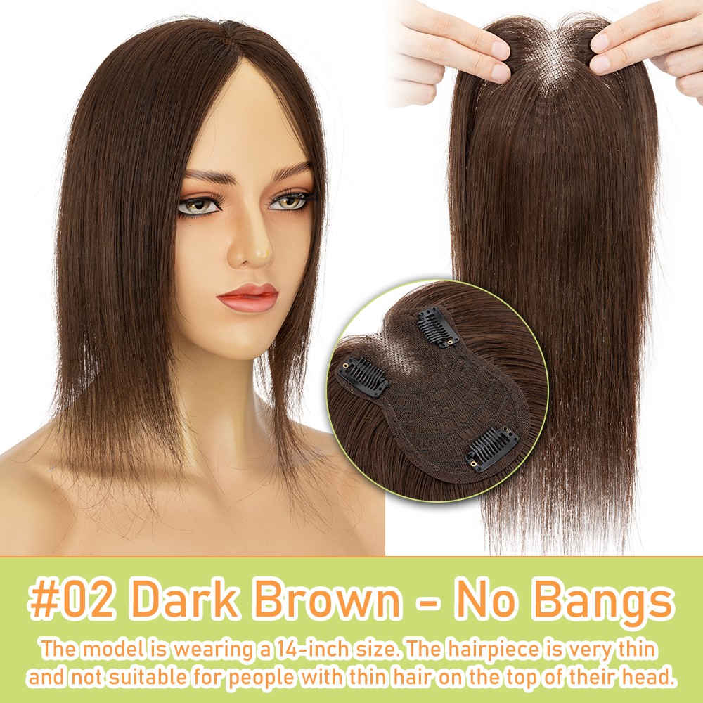 Clip in Real Human Hair Extensions Lace Base Topper 100% Remy Hairpiece 8*11.5CM
