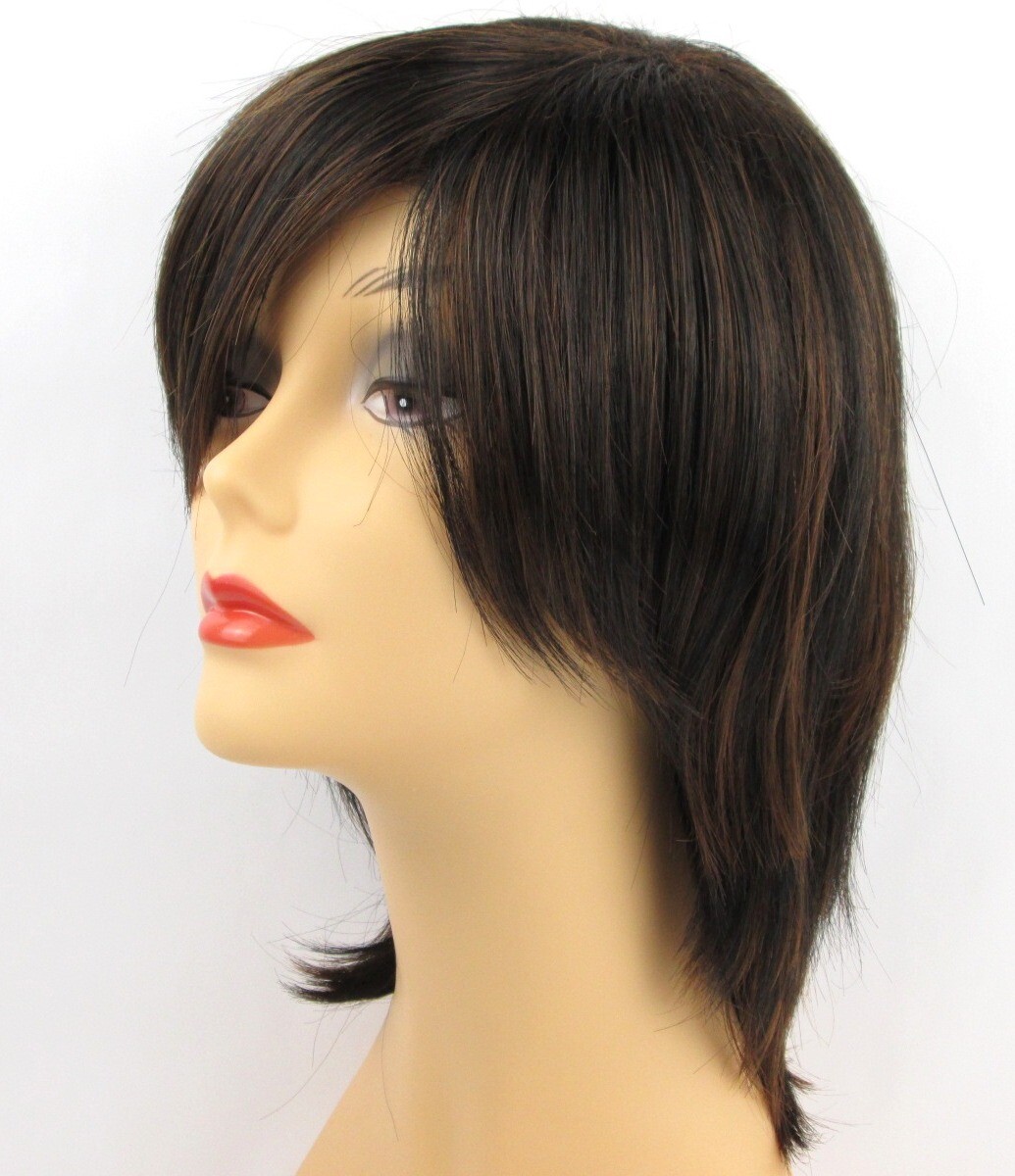 SHORT MID-LENGTH STRAIGHT HAIR FACE-FRAMING LAYERED SHAG BOB WOMENS WIG ELLEN