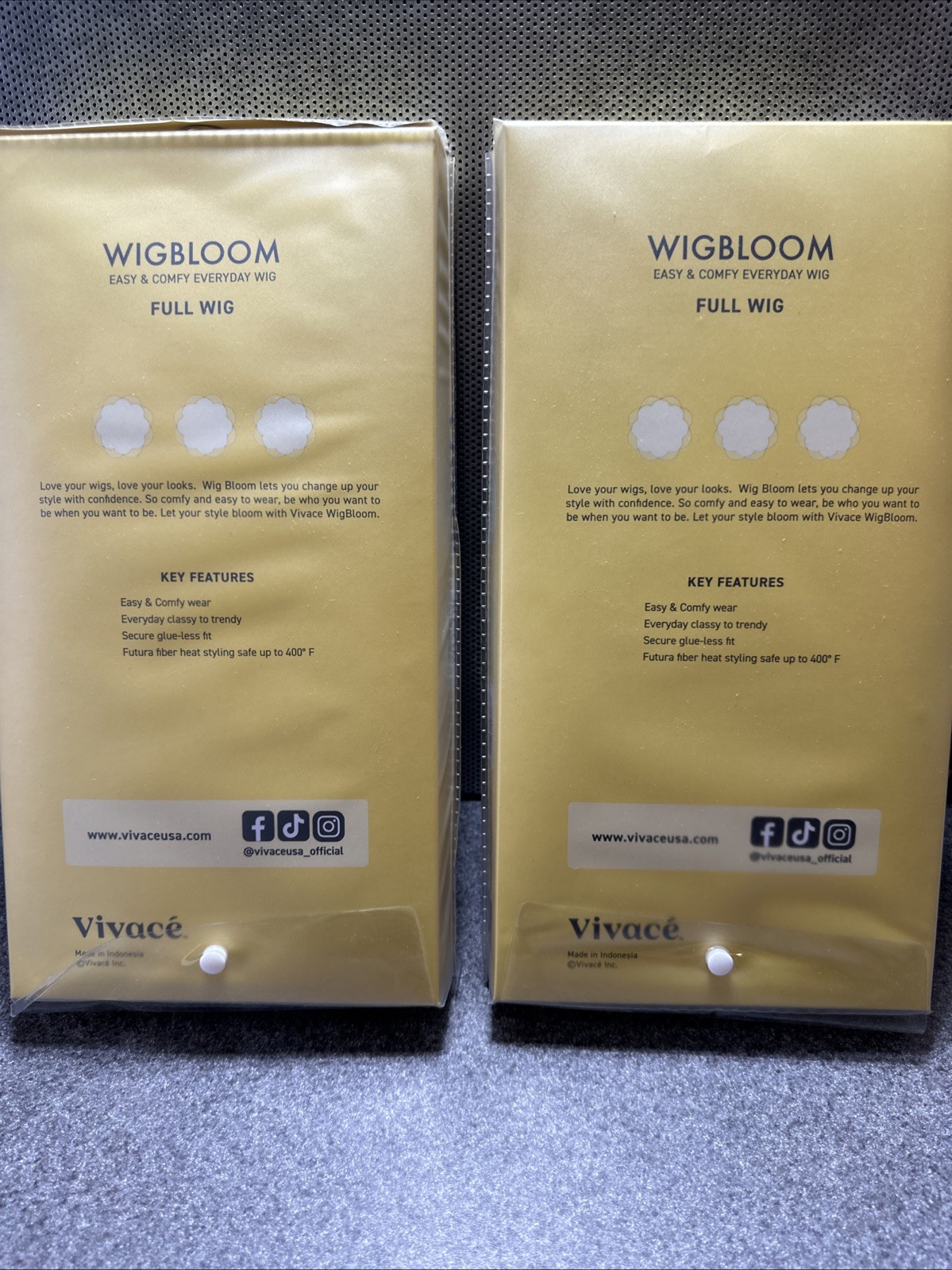 2 Vivace Full Wig Wigbloom Unit 2 Dr Chocolate & Dr Copper Glue-less NEW
