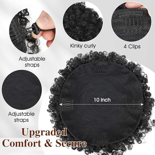 Super Large Drawstring Ponytail for Black Women 10 Extra Large Natural Black