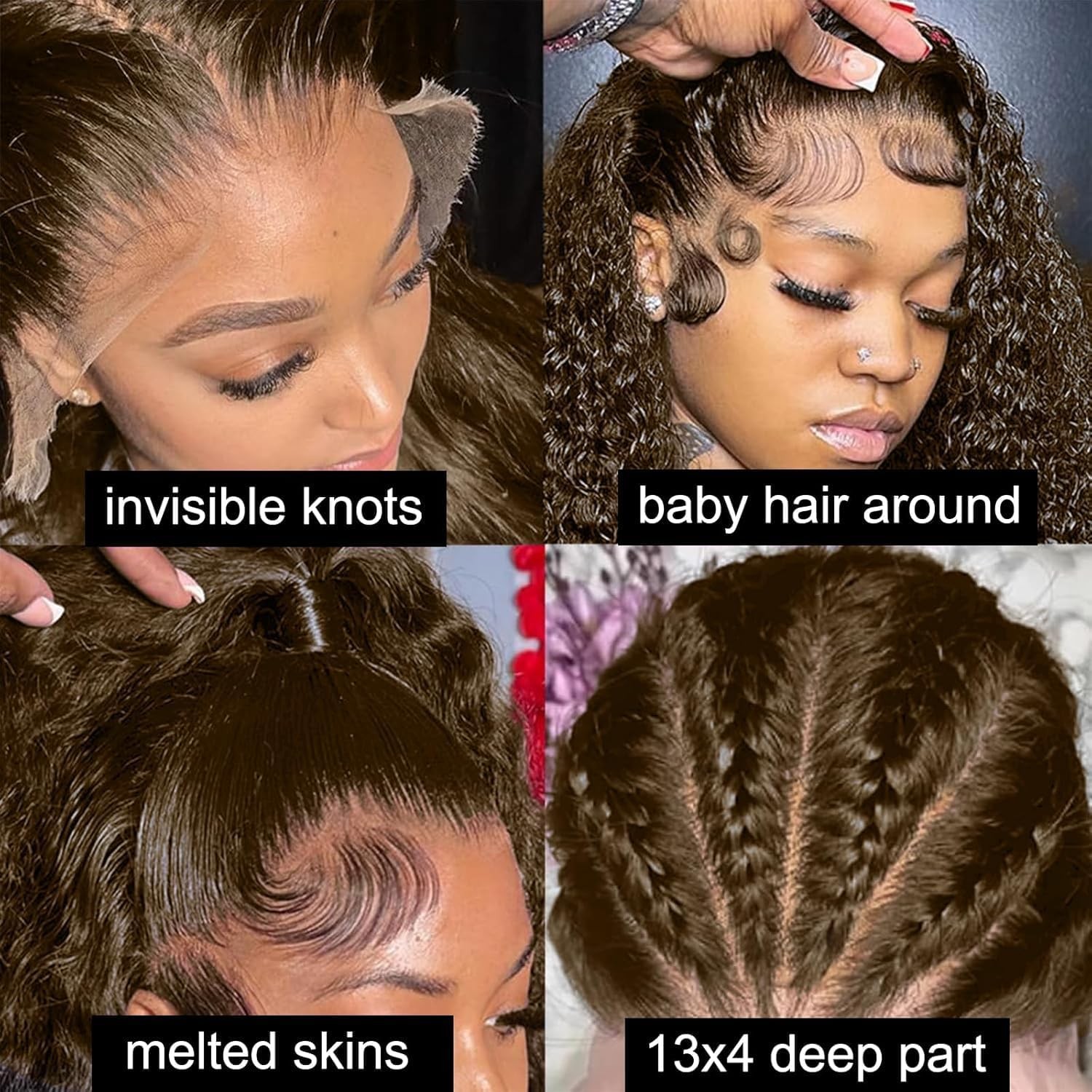 Kimosahair Curly Bob Wig Human Hair Chocolate Brown Glueless 13X4 Hd Deep Wave