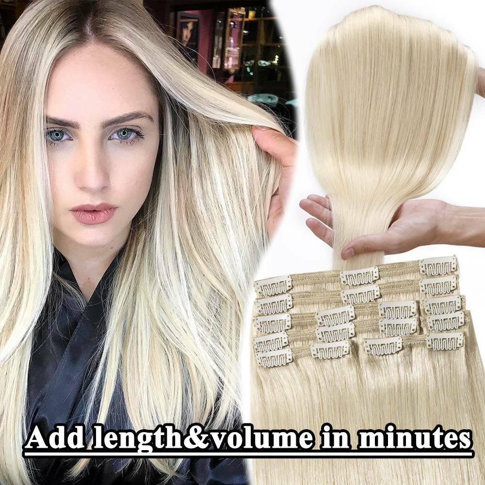 Luxury Thick Clip in Hair Extensions 100% Remy Human Hair Double Weft Full Head