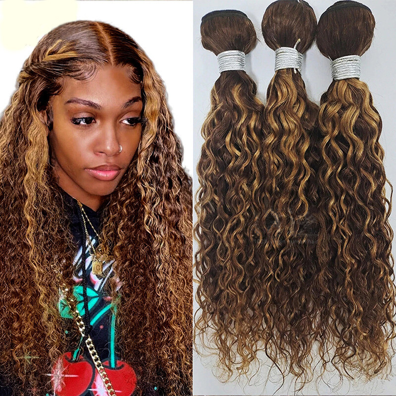 Water Wave P4/27 Piano Color Brazilian 100% Virgin Human Hair 3 Bundles