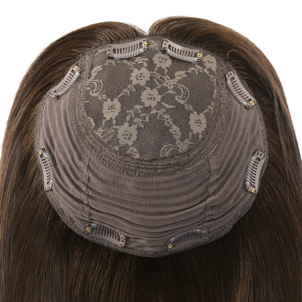 Jewish Wigs Topper 8×8 Hair Clips Toupee Mogolian Cuticle Remy Hair 16”