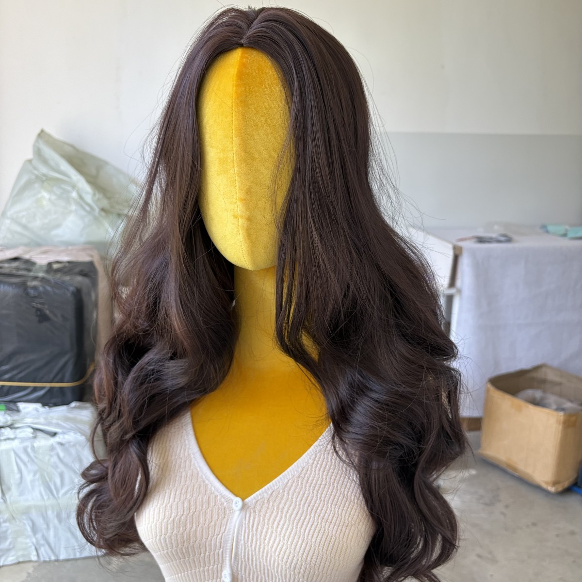 Cosplay Wigs Choc Brown Heat Resistant Synthetic Hair Halloween Long Wavy