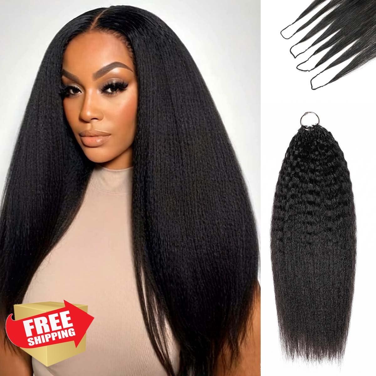 Sherico 16 Inch Black Kinky Straight Crochet Hair